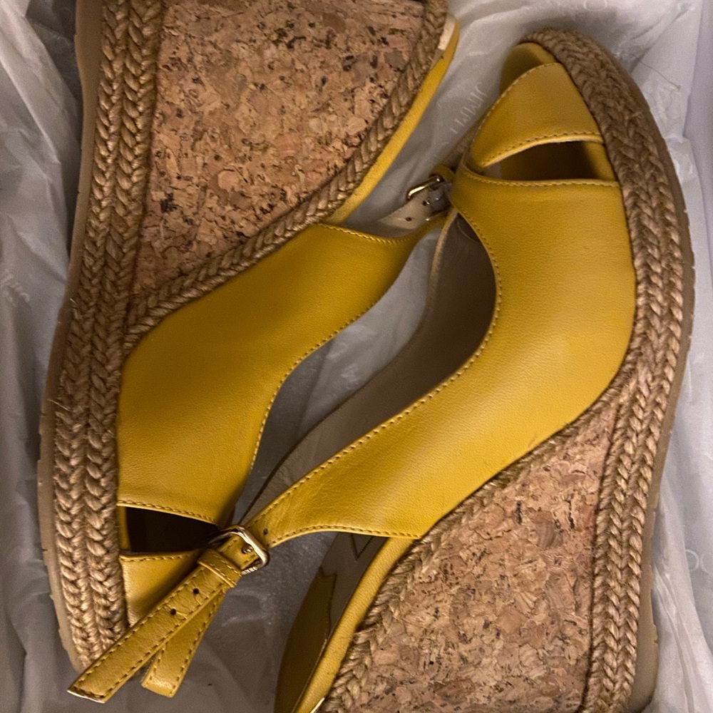 Jimmy Choo Mustard Yellow Wedge Sandals
